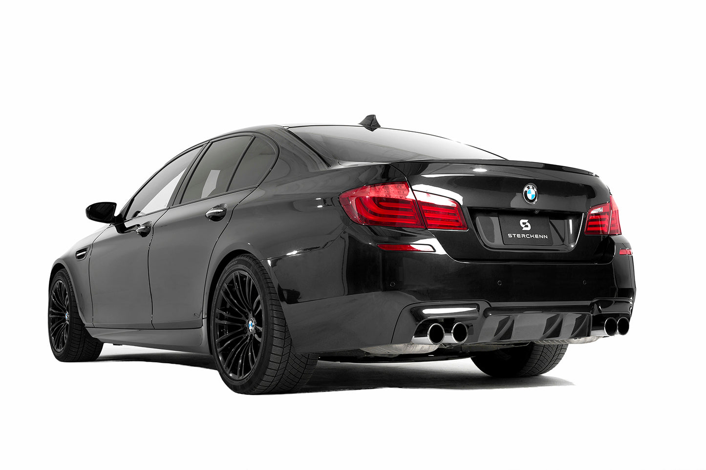 back view of diffuser on black bmw