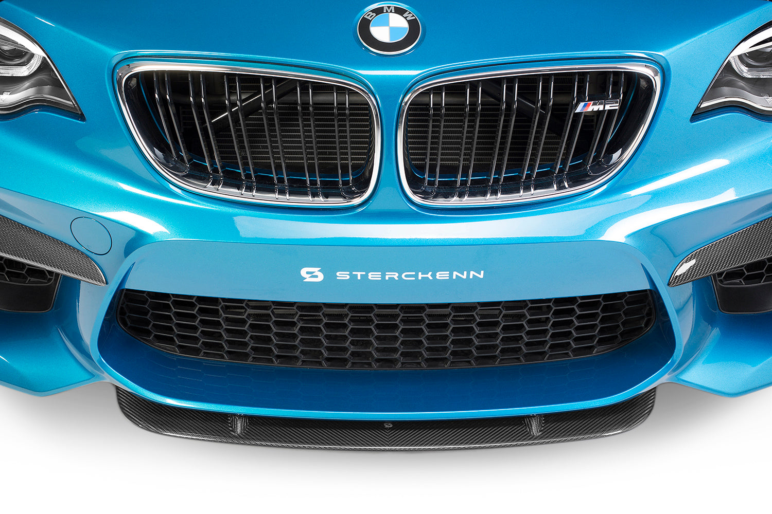 Blue BMW M2 (F87) front bumper with Sterckenn logo