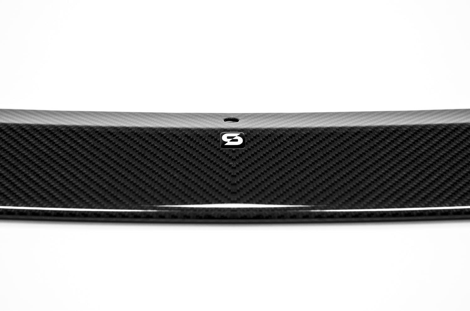 fragment of black splitter with logo on white background